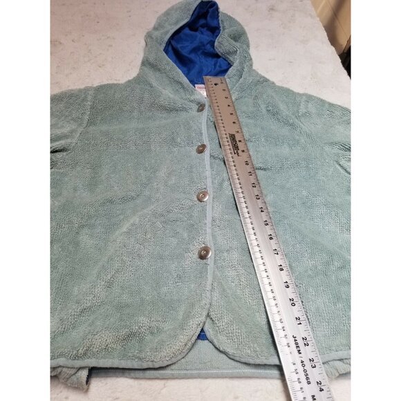 Onofrey Los Angeles Button Front Hoodie Fleece Cardigan Sweater Medium Green - Picture 5 of 6